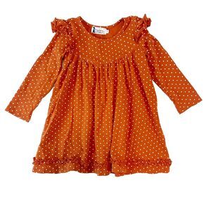 Lily & Londyn's Tunic Dress Girls Size 3T Orange Polka Dot Ruffle Long Sleeve‎